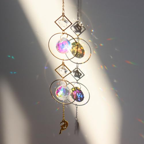 Image of HASTHIP Sun Catcher Hanging for Home Decor 12.9 inches Hanging Multi-Faceted Dazzling Star Charm Reflective Colorful Sun Catcher Suns Light Catchers Shining Hangings for Room Decor
