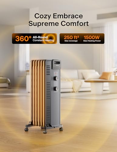 image for Pelonis Oil Filled Radiator Heater for Large Space, 2025 Upgraded, Spa
