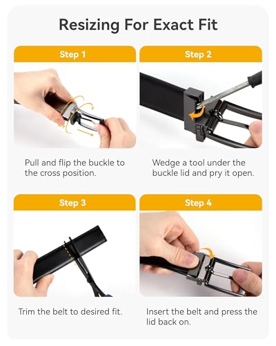 Image of CHAOREN Reversible Belt Men 1 Piece - 1.25 inch Leather Dress Belt - Trim to Fit for Elegant Style