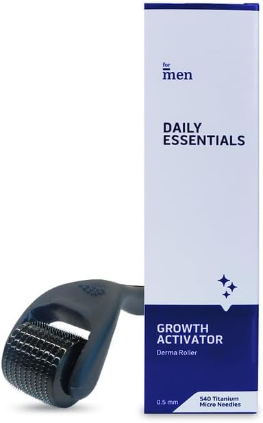 ForMen Growth Activator Facial Roller For Hair Growth 0.5 mm with 540 Titanium Needles | Repairs Damaged Hair, Activates Hair Follicles | For Hair Fall & Hair Thickening | Reduces Acne Scars | Safe &
