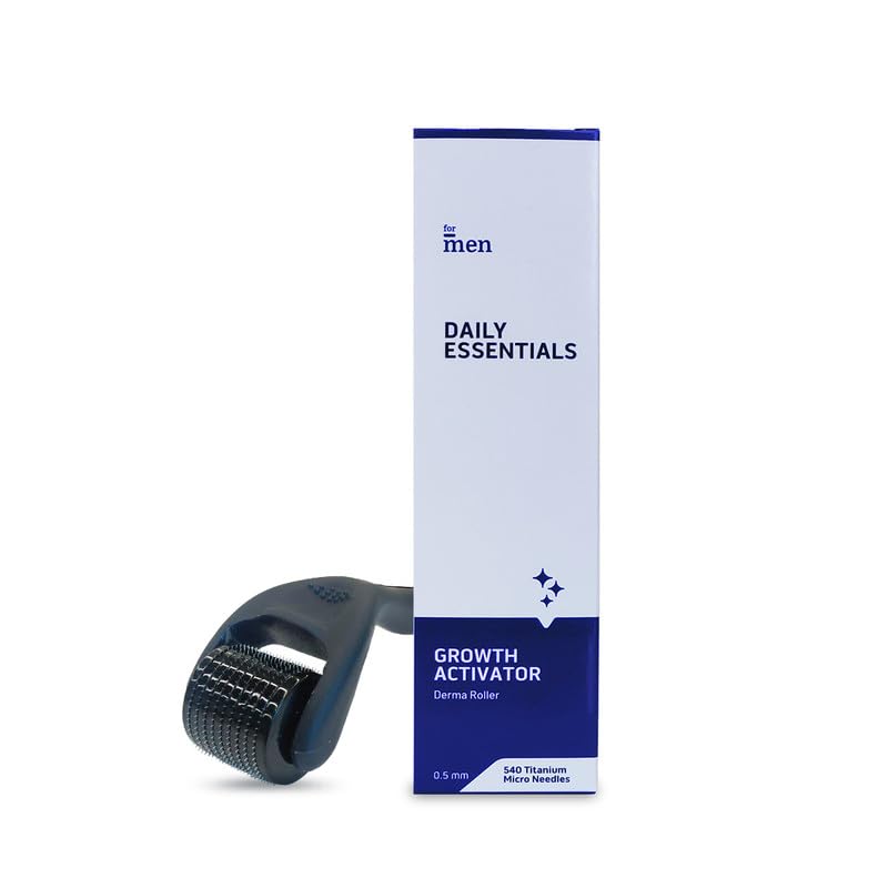 ForMen Growth Activator Facial Roller For Hair Growth 0.5 mm with 540 Titanium Needles | Repairs Damaged Hair, Activates Hair Follicles | For Hair Fall & Hair Thickening | Reduces Acne Scars | Safe &