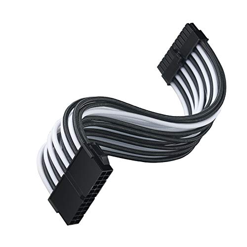 Image of SilverStone Technology PP07E-MBBW, 30cm Motherboard 24pin to 24pin Sleeved Extention Cable, Black + White, SST-PP07E-MBBW