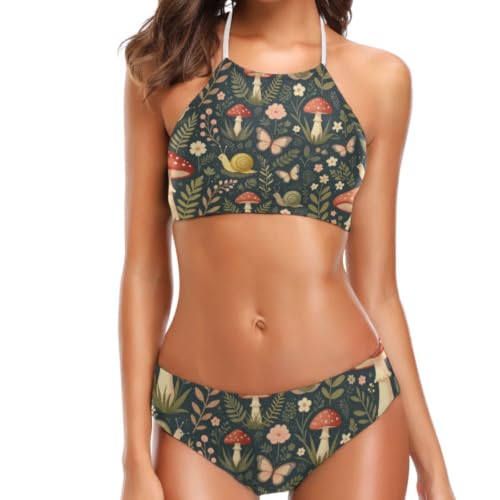 Bikini enveloppant extensible en élasthanne avec son slip coupe haute pour été et piscine