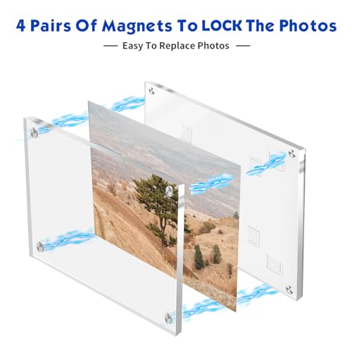 JUOIFIP 11X14 Acrylic Floating Picture Frame for Wall Mount, Clear Magnetic Photo Frame for Kids Artwork,Certificates Documents Frames for Family,Office,Wedding