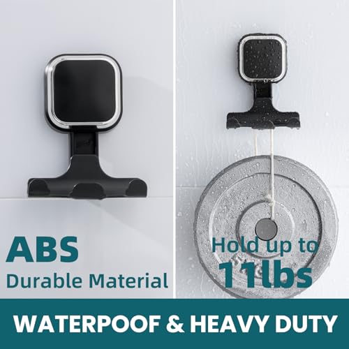 Image of TAILI Suction Cup Razor Holder for Shower Wall 2 Pack, Versatile Suction Cup Hooks for Razor, Towel, Loofah, Squeegee, Cell Phone, Removable Damage-Free Hanging Shower Hook, Shaver Holder, Black