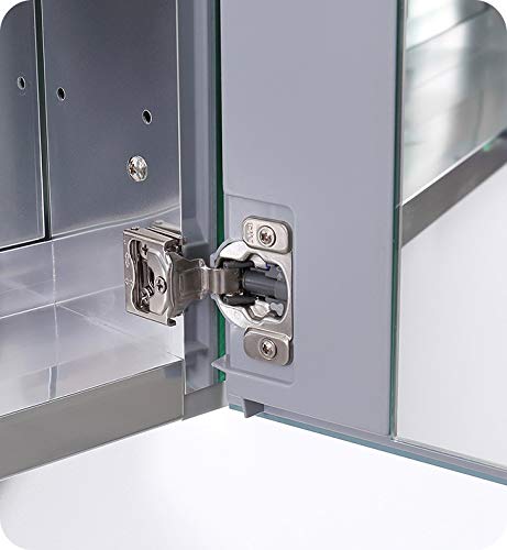 Image of Fresca Bath 30 inch W x 36 inch H Modern Bathroom Medicine Cabinet with Mirrors, Recessed or Wall-Mount Installation, 4 Adjustable Glass Shelves, 2 Mirrored Doors - #FMC8091