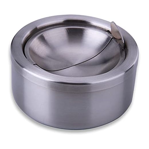 Outdoor Ashtray with Lid, hanlongyu Flip Top Stainless Steel Ash Tray Sets for Weed, Metal Windproof Ashtrays for Cigarettes, Smokers, Desktop Smoking Ashtray Office Patio Home Decor