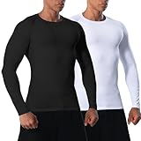VanKee Herren Kompressionsshirt Langarm Schweißableitende Schnell Trocknende Funktionsshirt Atmungsaktiv Langarm Geeignet Zum Laufen Und Trainieren