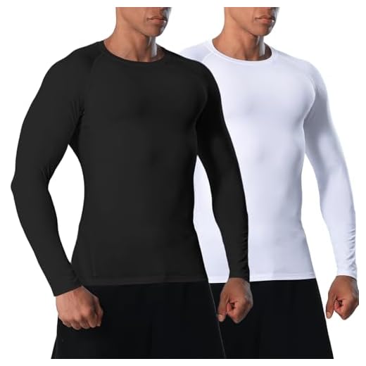 VanKee Men’s Compression Shirt Long Sleeve Shirts Running Tops Sweat Wicking Quickly Dry Base Layer Top Underarm Mesh Design Lightweight Moisture-Wicking Tee for Jogging Cycling Gym Basketball