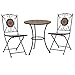 vidaXL Mobilier de Bistro 3 pcs Mosaïque Table et Chaises de Pub Ensemble de Comptoir Jardin Patio Terrasse Balcon Carreaux Céramiques Orange Gris