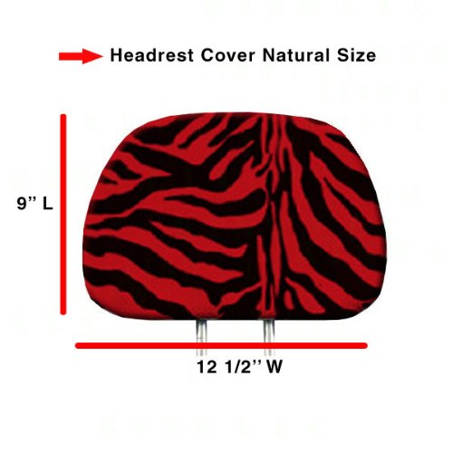 BDK Car Headrest Cover in Animal Print - Zebra Red