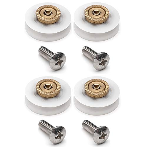 YUANQIAN Rodillos de repuesto para puerta de ducha, estriados, 19 mm de diámetro, YQ19 (ranura en V, 19 mm, 4 unidades)