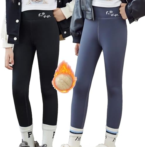 Leggings D'hiver En PU Pour Filles, Pantalon Moulant Thermique Doublé De Polaire, Bas épais, Couche De Base Pour Enfants, 3-8T