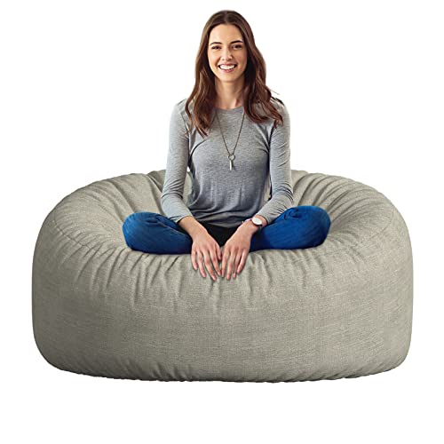 Taotique Bean Bag Chair Cover(Cover Only, No Filler) Soft Skin Cooling Cotton Linen Bean Bag Cover For Adults/Teens/Kids In Summer Washable Bean Bag Couch Cover (Warm Grey, 4Ft (47 × 33.5Inch)) #TOP4