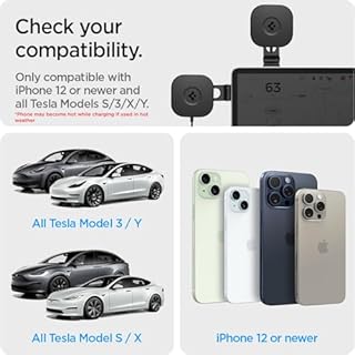 Spigen OneTap Pro 3 Tesla Phone Mount (Foladable and Hidden) for All Tesla Model Y/3/S/X/Cybertruck with Charging- Designed for MagSafe Compatible iPhones, Pixel, Galaxy Phones