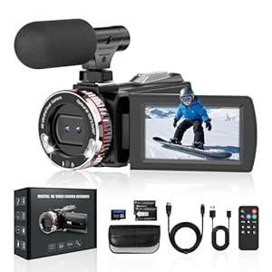 Euiivnt Videokamera 4K 48MP Camcorder, 3.0" IPS Schermo Videocamera Digitale, 21X Zoom Digitale Vlogging Camera per YouTube, Video Camera Con HDMI-Kabel/Mikrofon / 2 Batterie/Scheda SD da 64 GB
