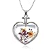Produktbild FyaWTM Halskette Choker for Herzförmige Bilderrahmen Glas Anhänger Halskette Daisy Blume Probe getrocknete Blume Halskette Frauen Streifen Vintage Choker Schmuck