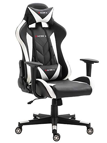 Silla Gaming Racer X Ergonómica Racing Sillón Gamer Profesional Videojuegos,Ordenador, Oficina, Escritorio. Reposabrazos. Cojín Lumbar y Reposacabezas. Giratoria, Regulable en Altura y reclinable.
