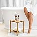 TeakAura Teak Corner Shower Stool 15in, Wood Shower Bench Seat with Storage Shelf, Waterproof Shower Foot Stool for Shaving Legs, Ideal for Inside Shower or Bathroom