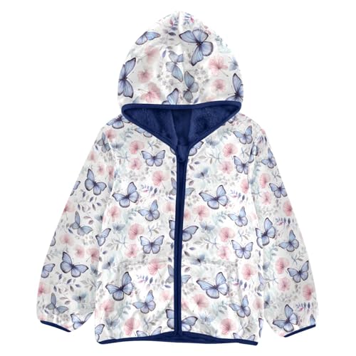 KEIGE Flower Butterfly Boys Fleece Coat,Children's Zip-Up Hoodie Jacket,Baby Warm Fashion Outerwear 4T,A111263