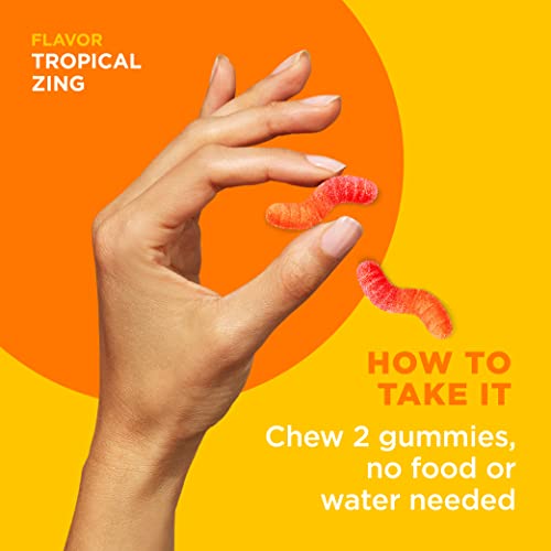 Olly Hello Happy Gummy Worms, Mood Balance Support, Vitamin D, Saffron, Adult Chewable Supplement, Tropical Zing - 90 Count #TOP5