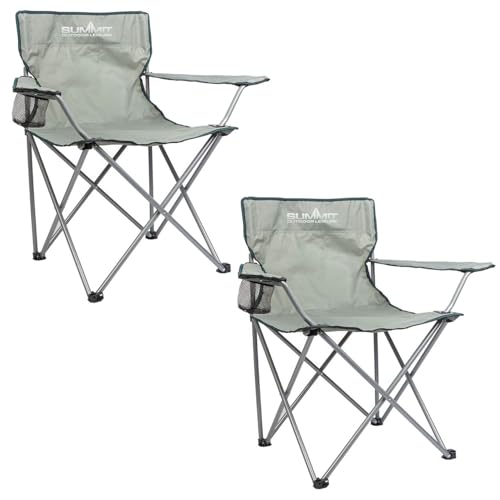 VFM e-Store – Folding Camping Chair With Carry Bag With Cup Holder Pack Away 51cm X 81cm Grey Pack Of 2