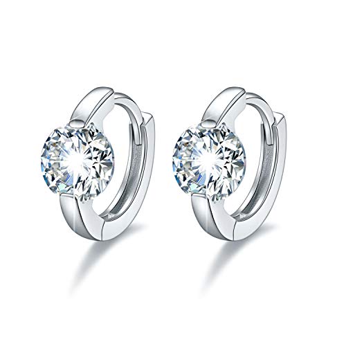 Huggie Earrings 925 Sterling Silver Huggie Hoop Earrings,Hypoallergenic Round Cut Cubic Zirconia Infinity Hoop Earrings for Sensitive Ear Women Daughter Birthday Gifts