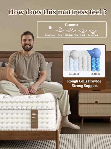 Image of BedStory Extra Firm Queen Mattress 14 Inch, Hybrid Queen Size Mattress in a Box, Back Pain Relief, Luxury Pocket Spring Mattress, Fiberglass-Free, 365-Night-Trial, 10 Year Warranty
