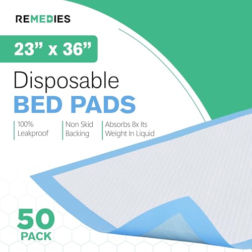 Image of REMEDIES Disposable Underpad 23 X 36 Inches Ultra Absorbent 45g Bed Pads For Adults, Pets, (50 Count)