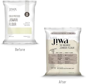 Jiwa 30 Degree Jowari Flour / Atta | Patented Cold Pressed Flour | Slow Ground | Puffed Soft Rotis | Sorghum Millet Flour | Jonna Atta | Gluten Free | 1 Kg