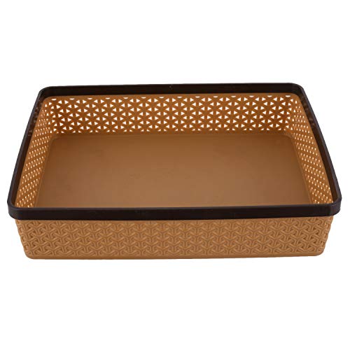 Image of Kuber Industries 4 Pcs Plastic Stationary Tray | A4 Documents /Papers /Letters /Folders Holder Desk Organizer (Brown)