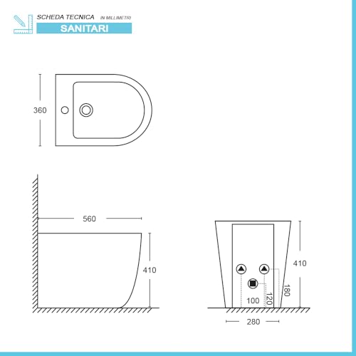 Sanitari Filomuro Con Risciacquo A Vortice E Copriwc Soft-Close, Sistema Di Scarico Universale A Parete O A Terra, Serie Tao - 4
