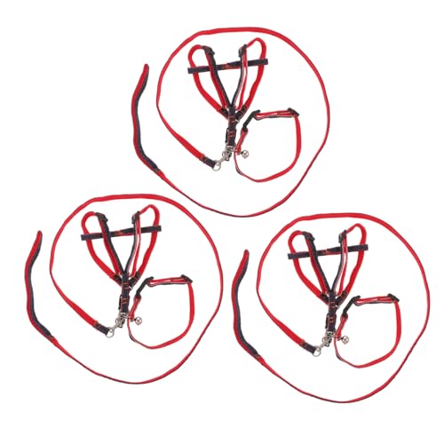 Mikikit 3pcs Pet Traction Rope for Dogs and Cats Hauling Cable with Collar and Leash for Daily Walks and Outdoor Adventures