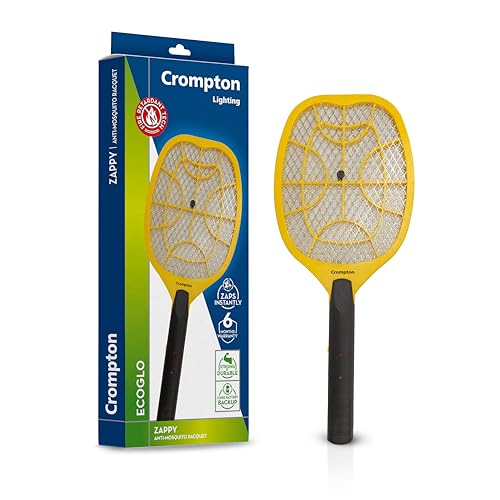 Crompton Anti-Mosquito Racquet Zappy | Mosquito Bat | Mosquito Killer | Rechargeable Mosquito Racket | Long Lasting Battery | 6 Months Warranty