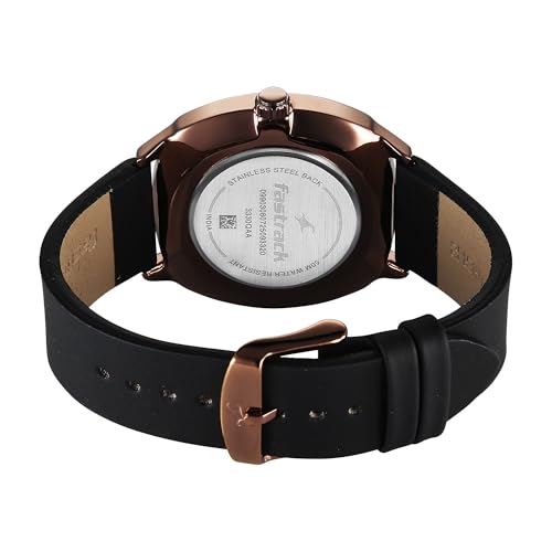 Image of Fastrack TIK Tok 5.0 Quartz Black Shaped Dial Men's Watch | Leather Strap Material | Watches for Men Analog - 3330QL01
