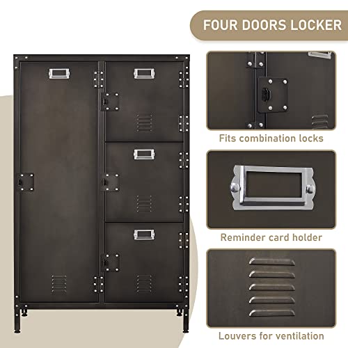 Metal Storage Cabinet, Storage Locker Employees Locker with 4 Doors, 55\" Height Steel Cabinet with Lockable Doors, Storage Cabinet with Adjustable Feet for Home Office Gym.