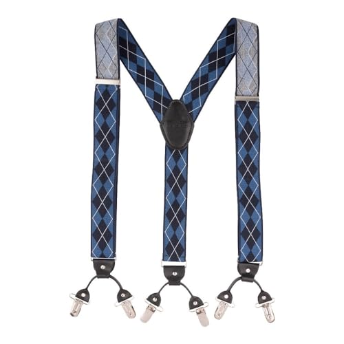 Image of The Tie Hub Suspenders for Men Elastic Adjustable Y Back Braces with Strong Metal Clips for Wedding Formal Office Wear