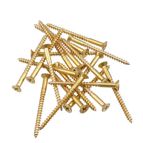 20 piezas Tornillos para madera #4 × 2" Tornillos cruzados de latón con rosca serrada