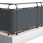 Sol Royal PES Balcony Privacy Screen Garden 100x500 cm Anthracite – Waterproof Privacy Netting with Eyelets & String – UV-Resistant Fence Outdoor Garden Screening Balcony Cover Patio Windbreak – PB2