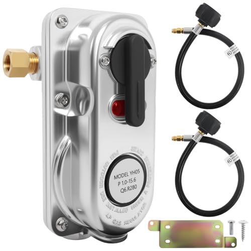 Rv Dual Propane Regulator, Rv Propane Regulator 2 Tank Hoses,2 Stage Auto Changeover LP Propane Gas Regulator for RV Trailers Camper