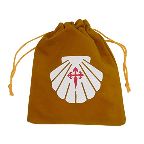 Camino Cats Jakobsmuschel - echte Pilgermuschel für den Jakobsweg - mit exklusivem Samtbeutel (Brown)