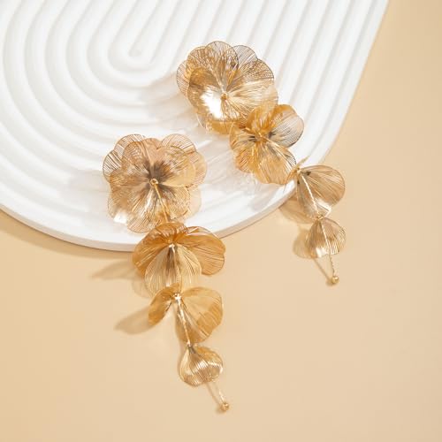 Acrylic Tassel Flower Earrings - Colorful Leaf Floral Dangle Drop Long Earrings for Women4