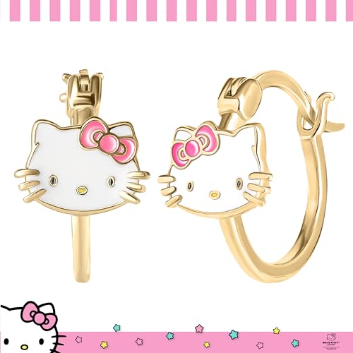 Sanrio Hello Kitty Womens Hoop Earrings - Sterling Silver and Enamel Hello Kitty Earrings Official License3