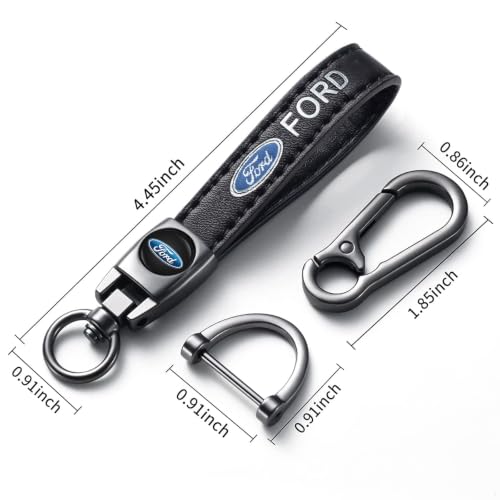 Image of YUIQIEUY Genuine Leather Car Keychain Key Chains Ring Accessories for Man and Woman Family Present Black