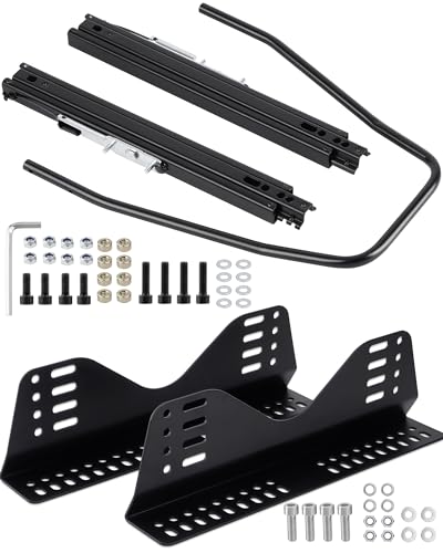 Racewill Universal Racing Seat Bracket with Seat Slider Side Mounting Bracket Track Assembly Sets Compatible with NRG Sparco and More Aftermarket Seats