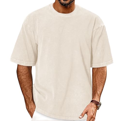 Image of Oversized Tshirts for Men Short Sleeve Vintage Washed Basic Loose Tees 2026