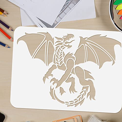 FINGERINSPIRE Dragon Painting Stencil 29.7x21cm Reusable Pterosaur Pattern Drawing Stencil Hollow Out Dragon Craft Template for Painting on Fabric Tiles Floor Furniture Wood DIY Art Crafts - Image 2