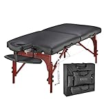 Master Massage Table Portable Professional Heated, 31 Inch Wide Memory Foam Massaga SPA Bed with Heat, Facial Bed Adjustable Height & Face Cradle, with Carrying Case(Black)