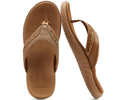 Image of KuaiLu Mens Sport Flip Flops Comfort Orthotic Thong Sandals with Plantar Fasciitis Arch Support Outdoor Summer Beach Size 7~15