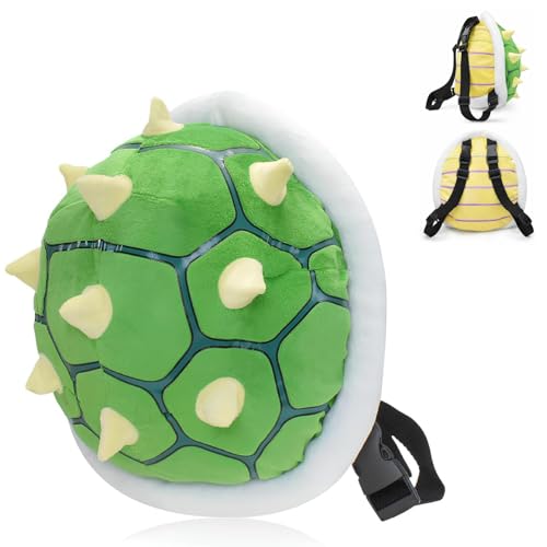NIXFOX Green Spiked Turtle Shell Backpack Plush Round Novelty Costume Bag Lightweight Compact for Cosplay Festival Party (Spiked Shell)